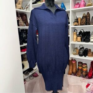 Navy Blue Knit Sweater Dress